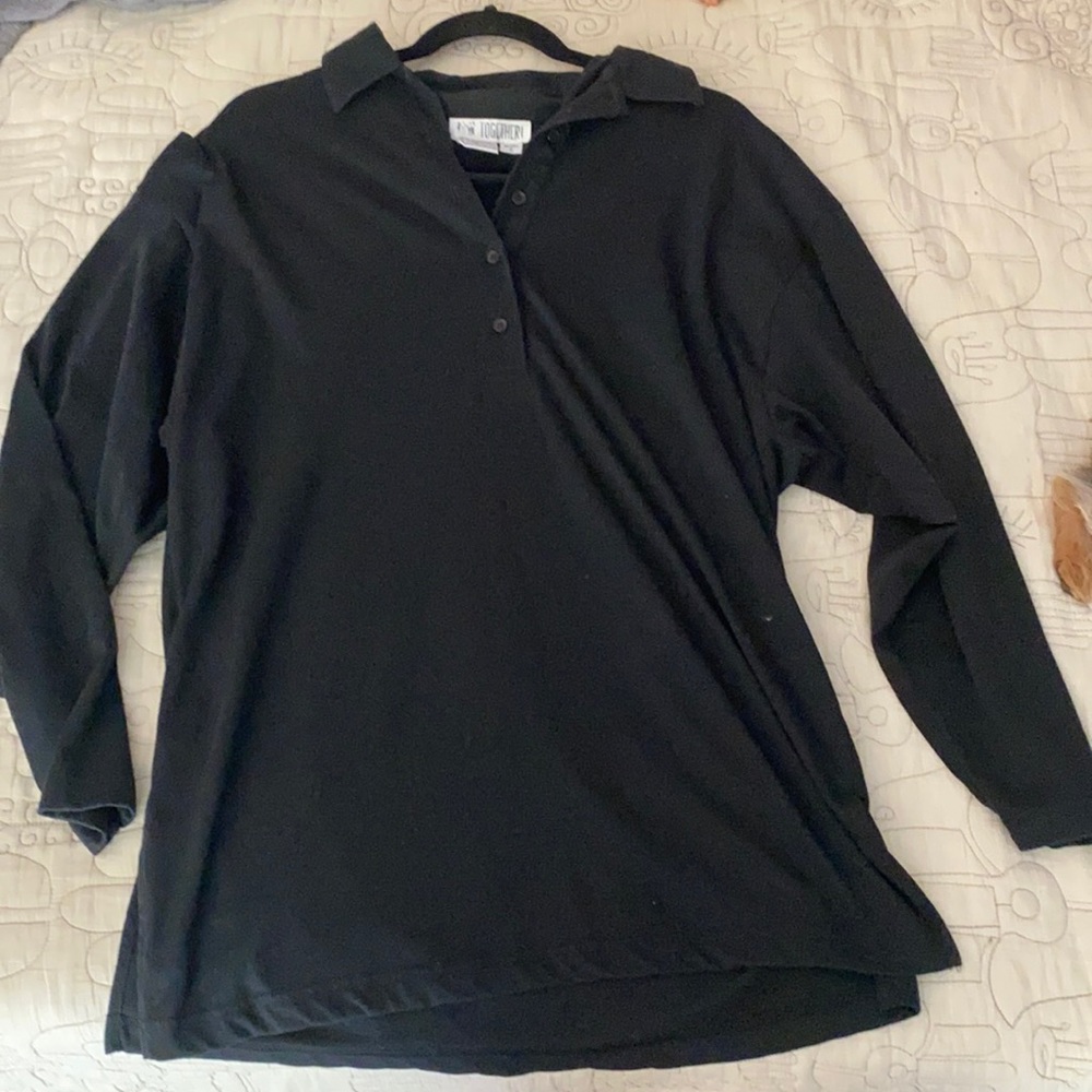 “Boyfriend” collared shirt dress black S